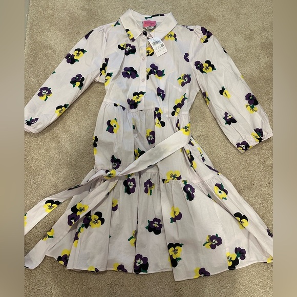 ♠️Kate Spade Pansy Toss Floral Printed Tie Waist Shirtdress NWT Large - Picture 4 of 5
